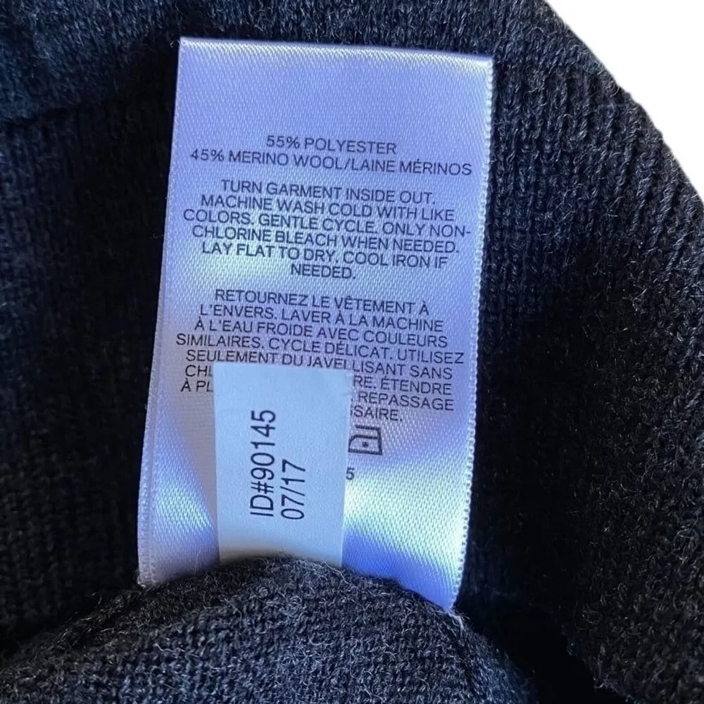 Express Merino Wool Quarter Zip Sweater M Charcoal Mock Neck Preppy Classic